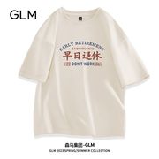 森马集团品牌glm复古短袖，男款夏季纯棉，简约t恤日系潮牌青少年体恤