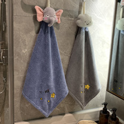 挂式擦手巾可爱儿童搽手布珊瑚绒吸水厨房家用网红手帕小方巾毛巾