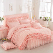莱子家纺韩版公主蕾丝，床裙式四件套床罩四件套花边，纯色磨毛床套多
