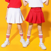 女童裙子白色半身裙夏季小学生校服红色百褶裙蓬蓬裙外贸跨境