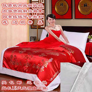 杭州丝绸被套婚庆绸缎面被罩，软缎被面结婚大红花开富贵喜被子单件