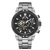 男表商务夜光钢带石英士(石英士)休闲手表6针尔运动圆形白色黑色国产腕表