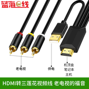 蓝海E线HDMI转AV适用于小米盒子高清转换线接口连接电视RCA转接线