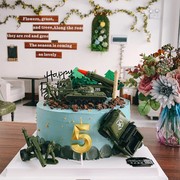 军事部队特种兵主题蛋糕装饰摆件坦克火箭炮导弹生日蛋糕插件插牌