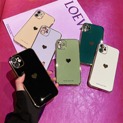 适用苹果15手机壳电镀爱心13糖果纯色，promax简约大方iphone少女生14时尚，软保护套xs粉红小清新薄全包防摔紫色