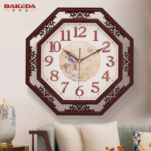 巴科达客厅钟表卧室，仿古挂钟现代新中式石英钟，静音时钟时尚挂表