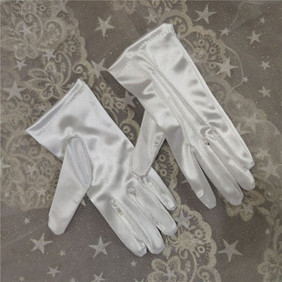 新郎婚纱婚礼新娘白色弹力，质感缎面短款大码送男友三线手套