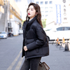 黑色羽绒服女短款2023年冬季韩版小个子白鸭绒面包服外套
