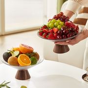 高级感新中式高脚玻璃水果盘家用客厅茶几坚果盘摆件干果盒糖果盘
