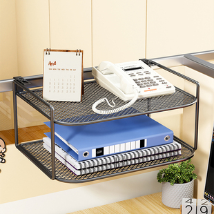 办公桌工位电话机架，办公室桌面文件置物架，屏风悬挂式路由器收纳盒