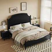 复古怀旧床黑色1.8米简约田园乡村卧室储物婚床1.5美式实木床欧式