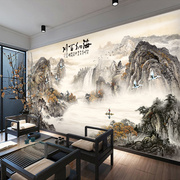 3D新中式现代电视背景墙纸水墨山水壁纸国画客厅大气装饰影视墙布