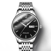 士机械双日历手表，商务夜光手表冠琴钢带瑞士手錶品牌防水男