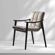 北欧餐椅实木靠背椅现代简约家用饭厅软包椅设计师单人真皮扶手椅