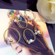 海小姐珍珠18k金日本(金日本)软金戒指天然小珍珠指环可调节弹力时尚女