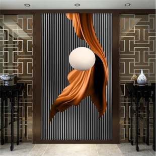 玄关背景墙壁纸抽象现代简约客厅装饰画轻奢走廊过道入户竖版壁画
