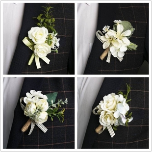 韩式西式婚礼结婚新郎新娘胸花手腕，花白色森系伴娘姐妹团襟花