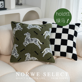 norwe抱枕hold住绿马创意(马，创意)枕套客厅，沙发靠背靠垫车载民宿飘窗靠枕