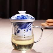 加厚耐热办公室茶杯陶瓷过滤茶漏水杯花茶杯泡茶杯带盖玻璃杯子