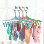 韩版糖果色晾衣架多功能防风衣架，8个夹子婴儿，衣物袜子晾晒架
