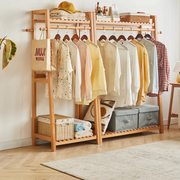 简易实木衣帽架落地卧室挂衣架，客厅榉木质晾衣服架家用房间立式杆