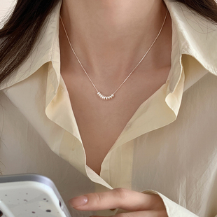 为晚s925纯银小珠子项链女款简约小众设计锁骨，链高级感气质颈链