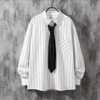 木村叔冰丝清凉七分袖男休闲条纹衬衫黑白，衬衣日系外套秋季薄款