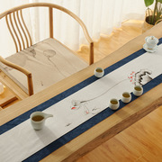 日式手绘茶席套装麂皮绒手工桌旗中式桌垫茶艺茶布艺茶垫禅意茶道