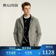 alfieri艾法利2023秋冬款带帽短款风衣，休闲通勤商务简约纯色外套
