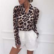 leopardprintlong-sleevedchiffonshirt性感豹纹长袖雪纺衬衫