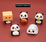 小熊猫调皮可爱吃竹子熊猫小摆件模型 大熊猫模仿张小盒 1套