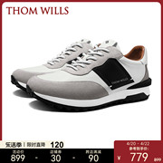 ThomWills男鞋运动休闲鞋男夏季黑白撞色复古跑步鞋男款透气