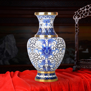 北京传统工艺景泰蓝花瓶，10寸青花瓷铜胎掐丝珐琅外事商务摆件