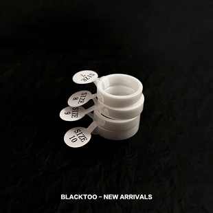 BlackToo/黑色白色陶瓷戒指小众设计高级感冷淡风女款素圈情侣对
