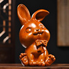 梵粟 实木兔子摆件十二生肖红木兔子客厅家居装饰品雕刻工艺