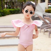 韩国儿童泳衣女童连体公主，荷叶边露背宝宝游泳衣女孩泳装