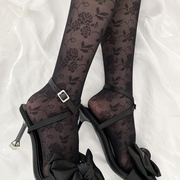 黑色蕾丝丝袜薄款显瘦法式复古花纹性感精致花藤花朵提花连裤袜女