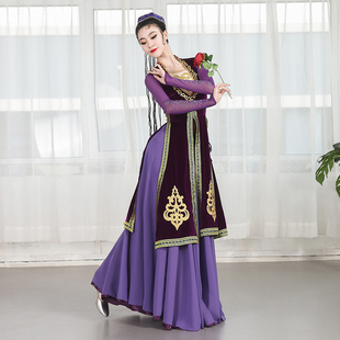 新疆舞蹈演出服装女剧目民族，维族表演艺，考练功裙套装大摆裙半身裙