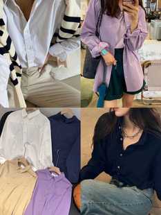 ok!style显白香芋，紫色长袖衬衫外套，女衬衣开衫多色
