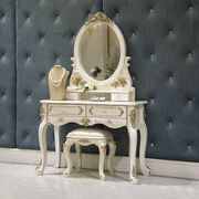 欧式梳妆台欧式白色公主烤漆化妆桌，美式田园卧室家用梳妆台组合