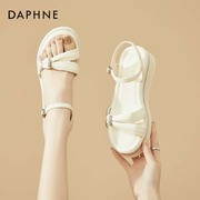 达芙妮坡跟凉鞋女夏季外穿2024百搭一字，扣带水钻气质时尚女鞋