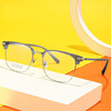 眼镜框时尚男士近视复古全框眉线框眼镜架商务款配镜纯钛透明成品