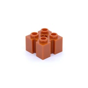 LEGO乐高 零配件 深橙色90258 6315198 2x2 四侧带槽中间带孔