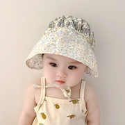 春夏季薄款婴儿帽子网，红洋气女宝宝，蕾丝花朵遮阳帽儿童时尚公主帽