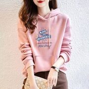 纯棉卫衣女2023秋季设计感韩版时尚洋气休闲粉色上衣外套秋装