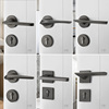 门锁室内卧室房门锁现代家用锁具磁吸静音，门把手分体黑灰色木门锁