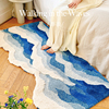 海浪地毯北欧ins风卧室，床边地毯沙发毯植绒，防滑客厅脚垫地垫跨境