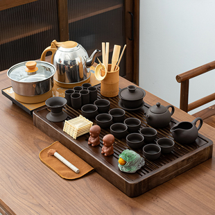 茶具套装家用全自动四合一整套陶瓷功夫茶杯茶道一体茶台实木茶盘