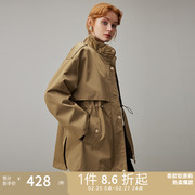 dfvc秋季韩版中长款风衣外套女2023立领收腰显瘦宽松休闲夹克