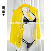 BOLOLI独立设计黄色闪光漆皮绑带比基尼套装二次元cos摄影会服装
